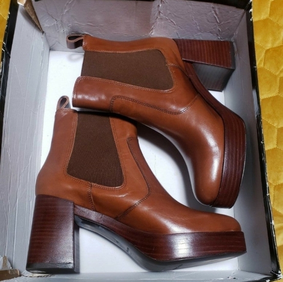 Pons Quintana Nepal Legno Brown leather platform ankle boots. Size 6. NWT - Picture 9 of 15